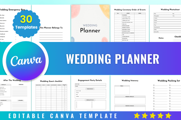 Download Editable Wedding Planner Kdp Canva - Planner Collection